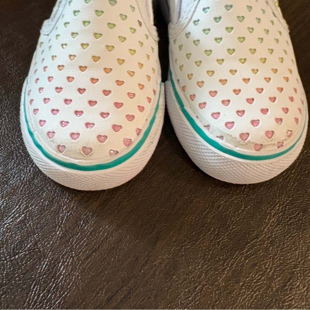Toddler Kids Rainbow Hearts Glitter Slip-On Sneakers -SIZE 7T - Picture 6 of 7